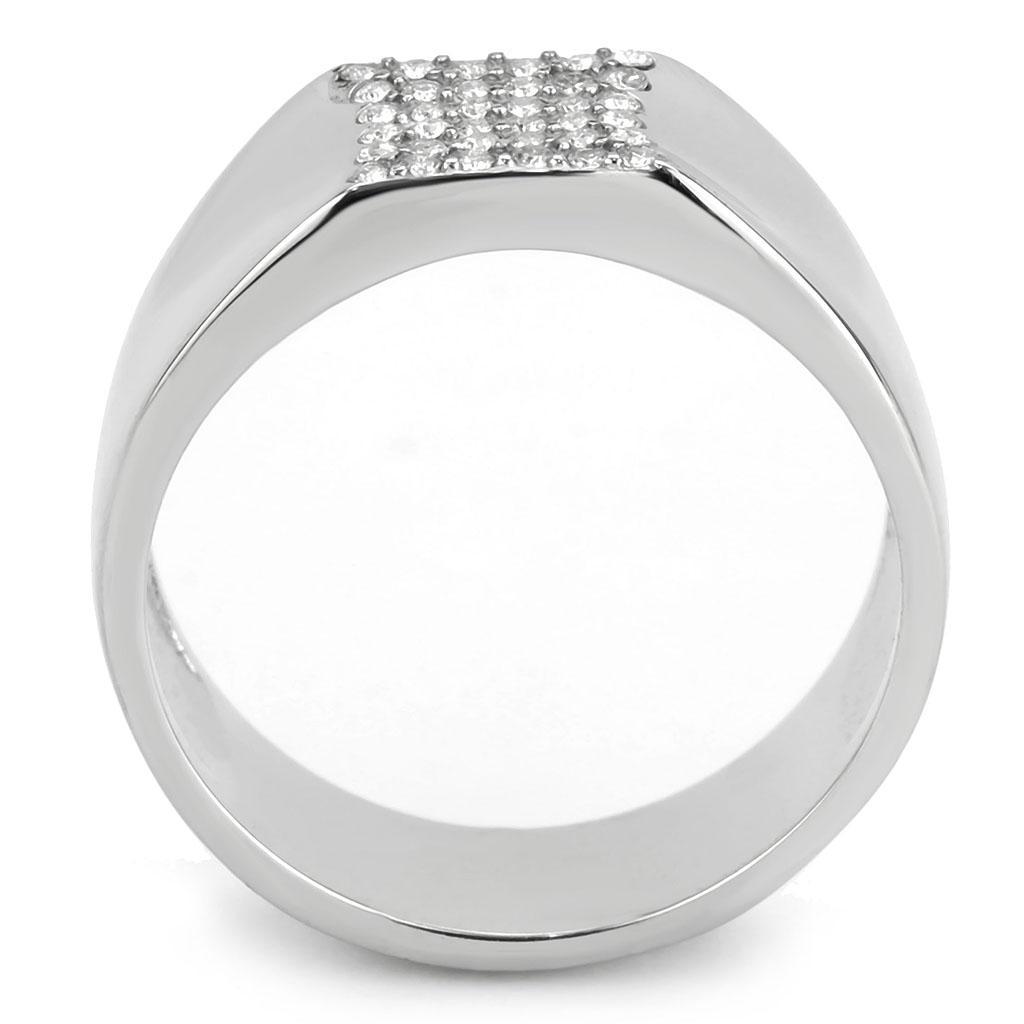 DA345 - No Plating Stainless Steel Ring with AAA Grade CZ in Clear-2