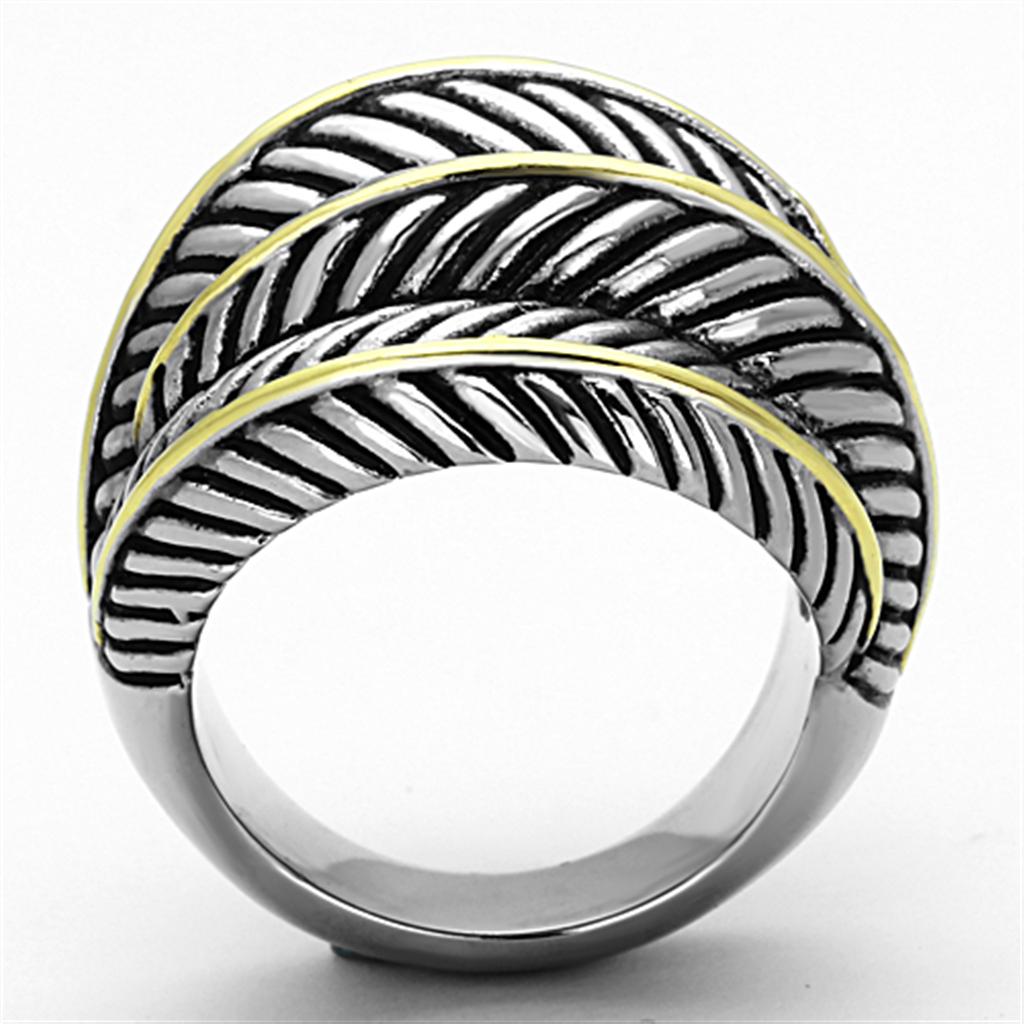 TK1209 - Two-Tone IP Gold (Ion Plating) Stainless Steel Ring with Epoxy in Jet-2