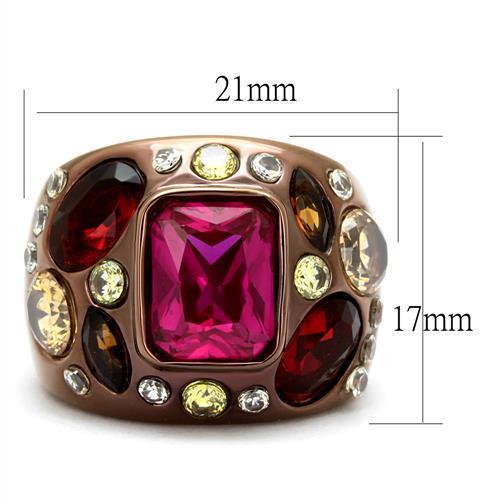 TK1790LC - IP Coffee light Stainless Steel Ring with AAA Grade CZ in Ruby-1