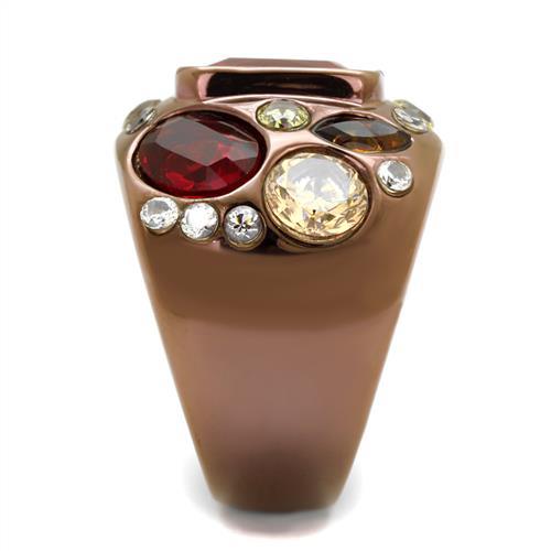 TK1790LC - IP Coffee light Stainless Steel Ring with AAA Grade CZ in Ruby-3