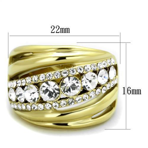 TK1880 - IP Gold(Ion Plating) Stainless Steel Ring with Top Grade Crystal in Clear-1
