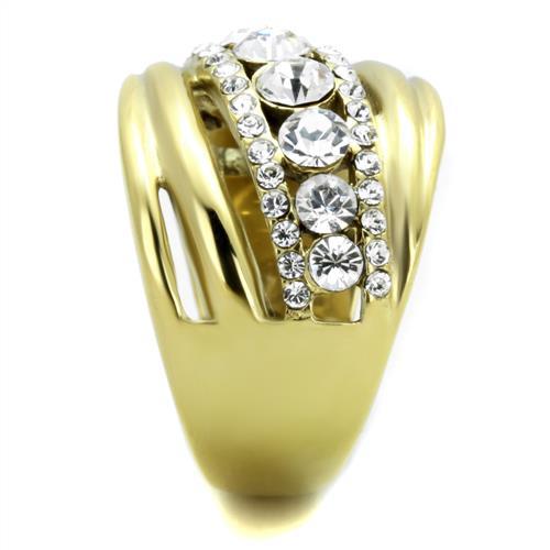 TK1880 - IP Gold(Ion Plating) Stainless Steel Ring with Top Grade Crystal in Clear-3