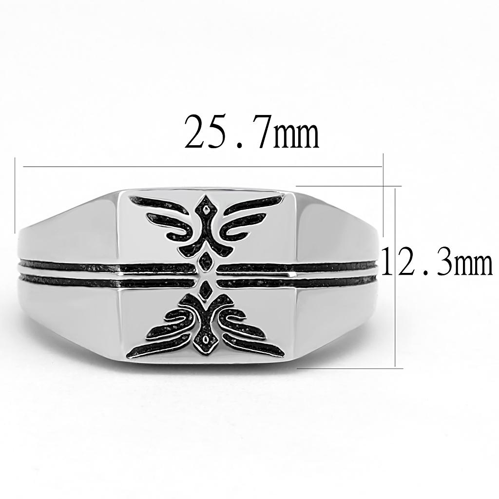TK3279 - High polished (no plating) Stainless Steel Ring with Epoxy in Jet-1