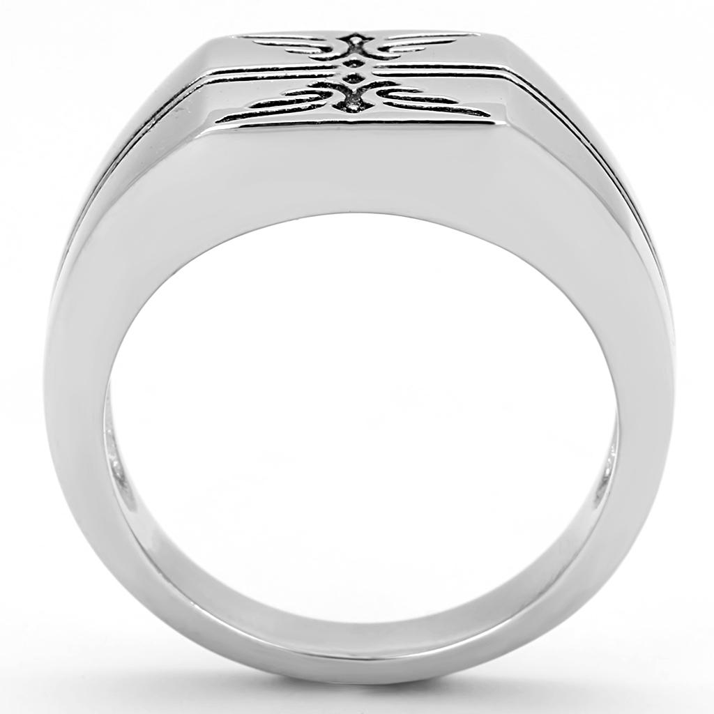 TK3279 - High polished (no plating) Stainless Steel Ring with Epoxy in Jet-2