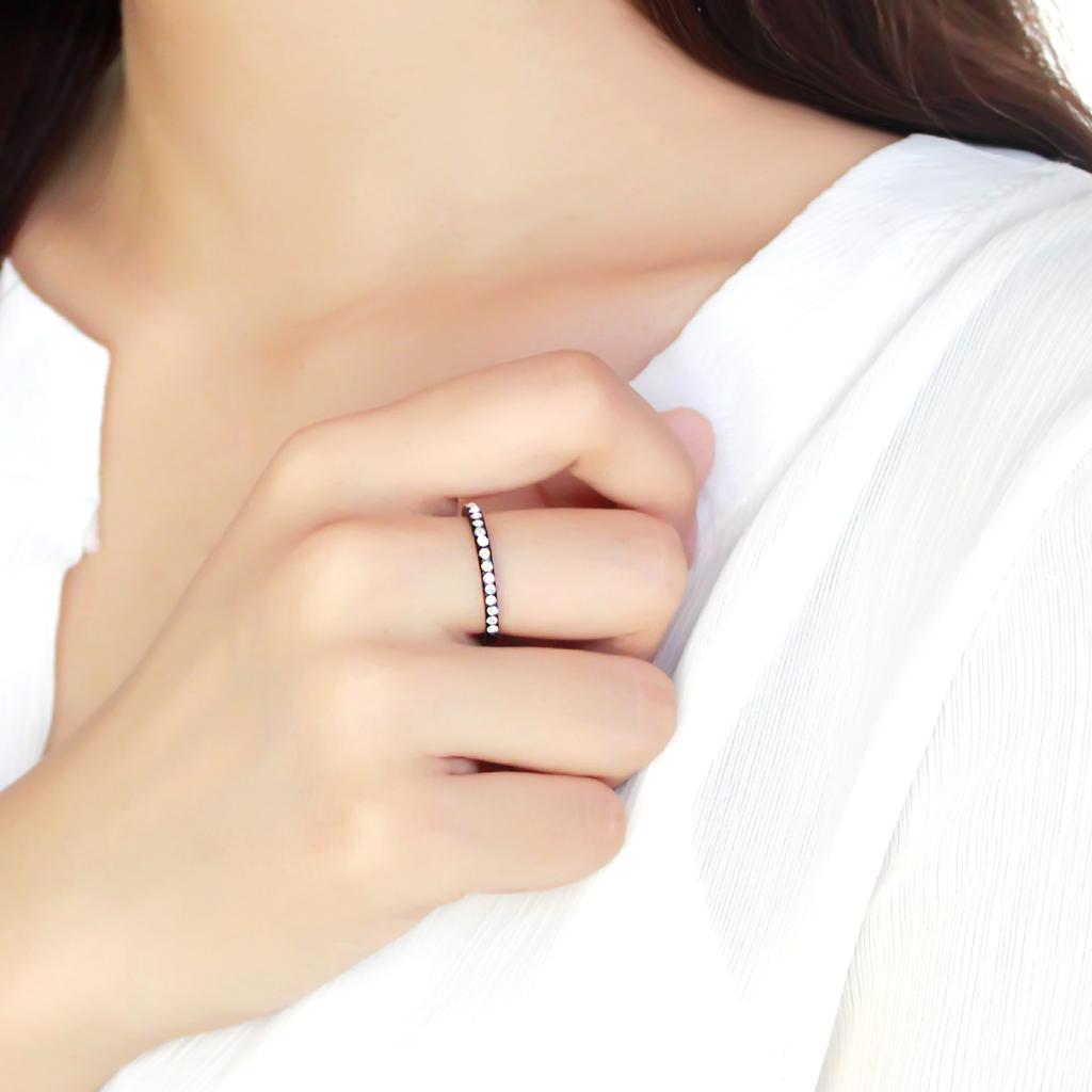 TK3556 - IP Black(Ion Plating) Stainless Steel Ring with Top Grade Crystal in Aurora Borealis (Rainbow Effect)-4