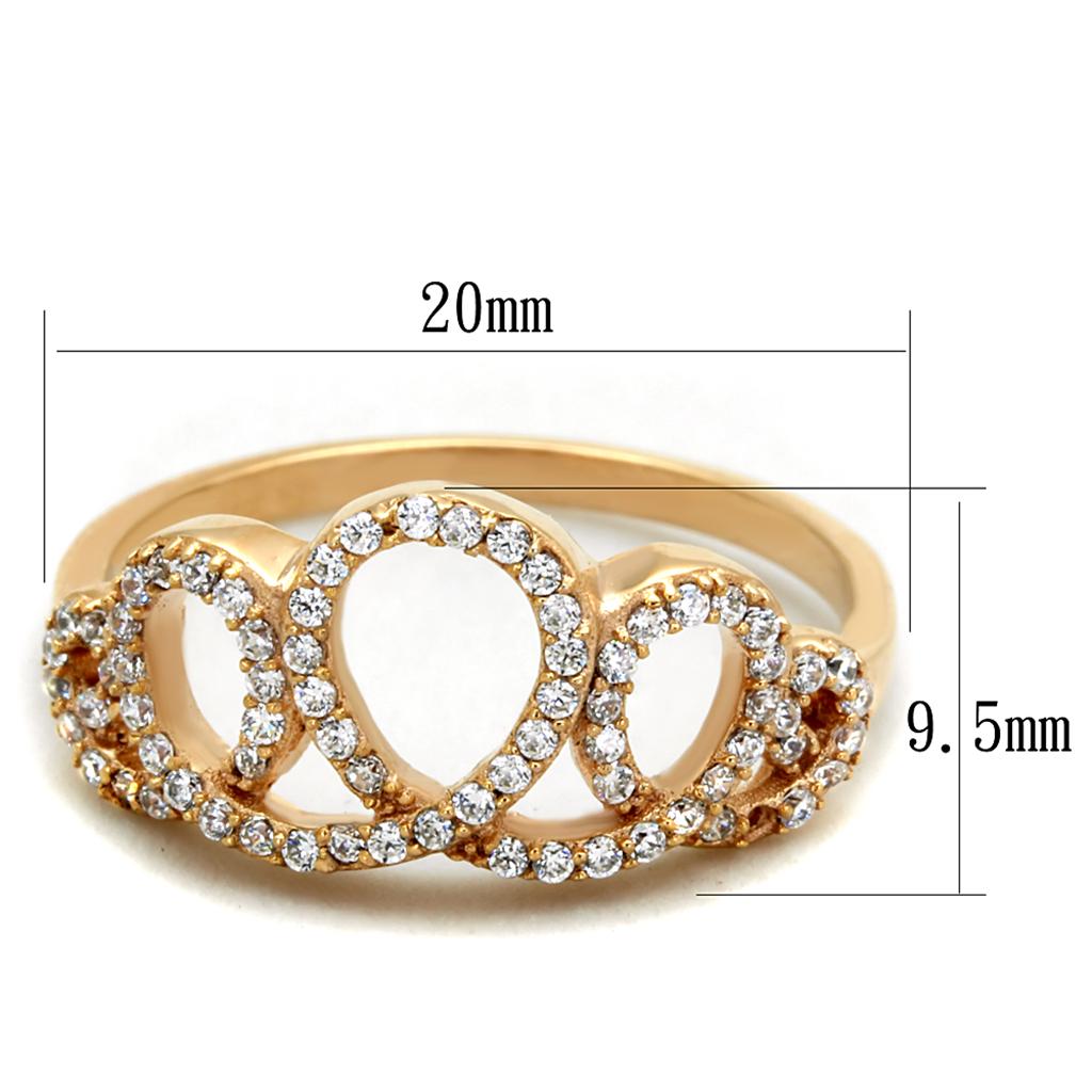 TS279 - Rose Gold 925 Sterling Silver Ring with AAA Grade CZ in Clear-1