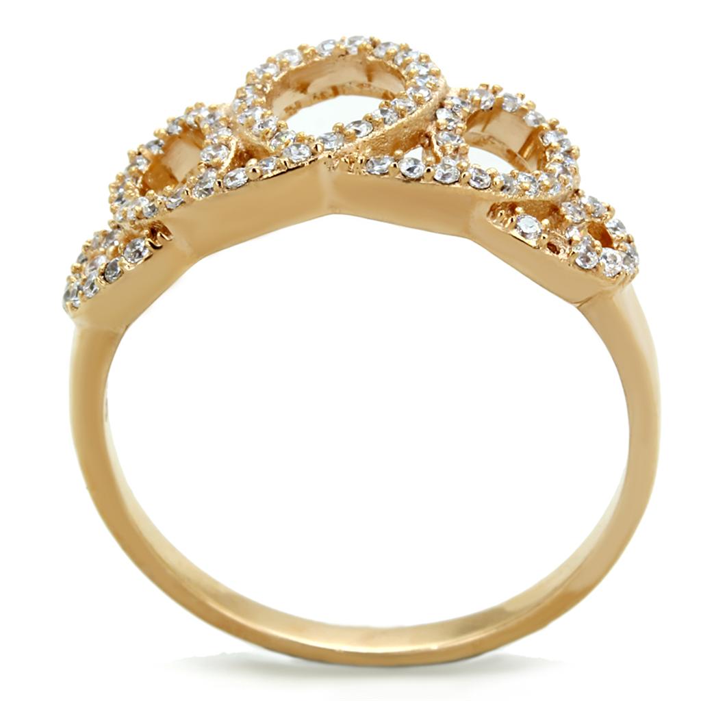 TS279 - Rose Gold 925 Sterling Silver Ring with AAA Grade CZ in Clear-2