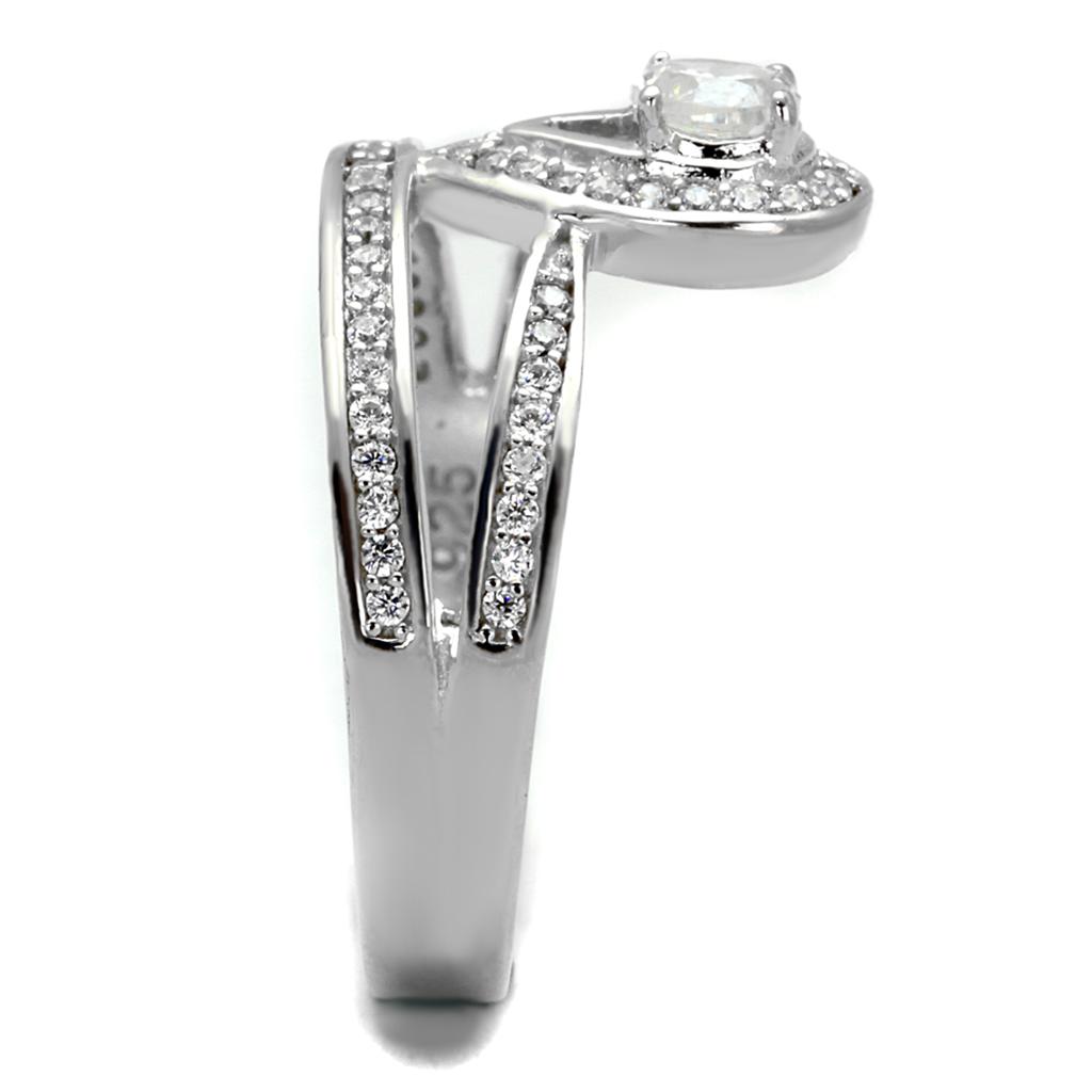 TS476 - Rhodium 925 Sterling Silver Ring with AAA Grade CZ in Clear-3