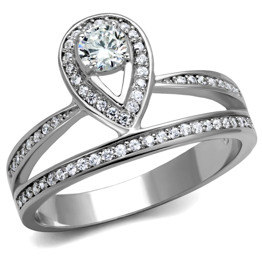 TS476 - Rhodium 925 Sterling Silver Ring with AAA Grade CZ in Clear-4