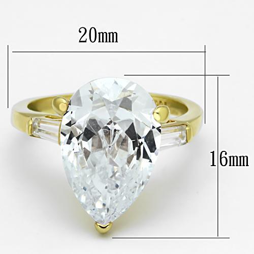 LOAS867 - Gold 925 Sterling Silver Ring with AAA Grade CZ in Clear-1