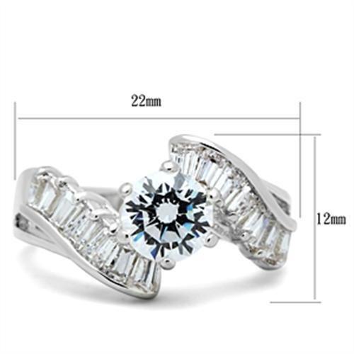 SS043 - Silver 925 Sterling Silver Ring with AAA Grade CZ in Clear-1