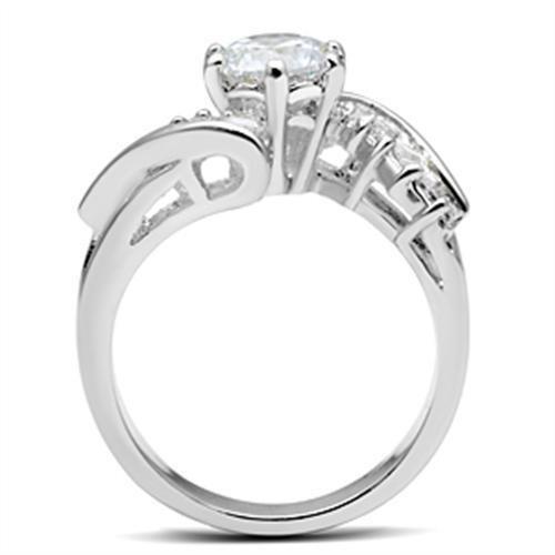 SS043 - Silver 925 Sterling Silver Ring with AAA Grade CZ in Clear-2