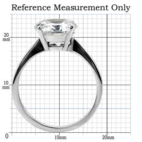 TK013 - High polished (no plating) Stainless Steel Ring with AAA Grade CZ in Clear-1