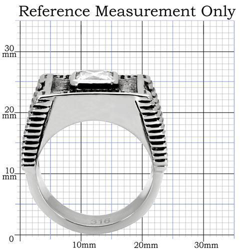 TK123 - High polished (no plating) Stainless Steel Ring with AAA Grade CZ in Clear-1