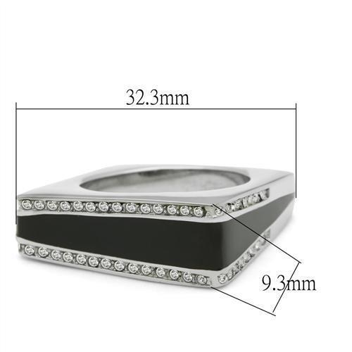TK232 - High polished (no plating) Stainless Steel Ring with Top Grade Crystal in Clear-1