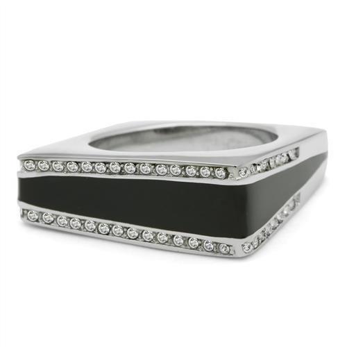 TK232 - High polished (no plating) Stainless Steel Ring with Top Grade Crystal in Clear-2
