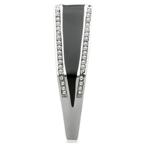 TK232 - High polished (no plating) Stainless Steel Ring with Top Grade Crystal in Clear-4