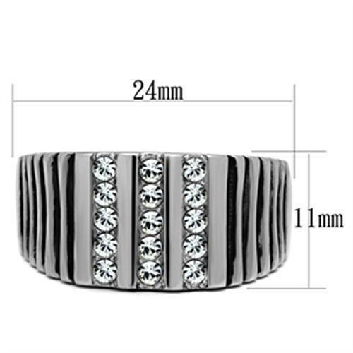 TK364 - High polished (no plating) Stainless Steel Ring with Top Grade Crystal in Clear-1