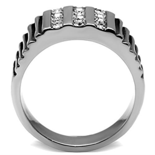 TK364 - High polished (no plating) Stainless Steel Ring with Top Grade Crystal in Clear-2