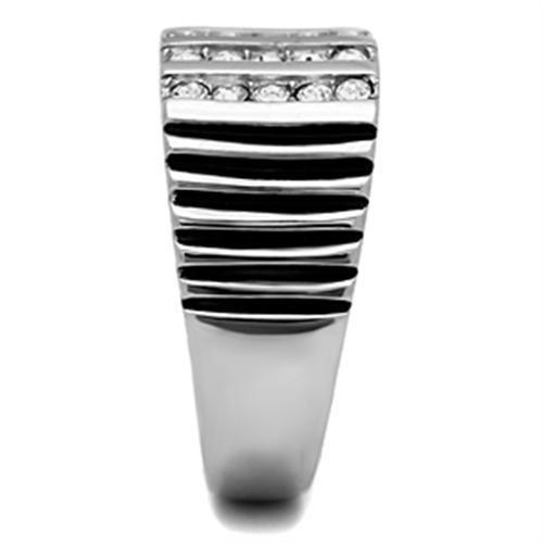 TK364 - High polished (no plating) Stainless Steel Ring with Top Grade Crystal in Clear-3